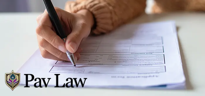 Woman filling out form