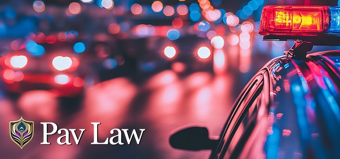 road at night with police vehicles